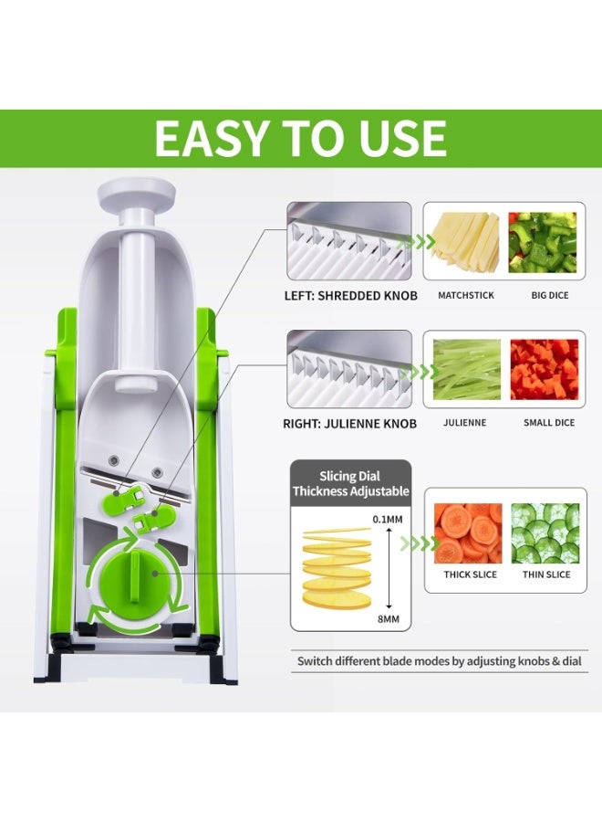 AZTECO Multifunctional Adjustable Mandoline Slicer – Safe Vegetable Cutter, Potato Chopper, Julienne Dicer & Food Slicer with Thickness Control for Fast Meal Prep - Image 4